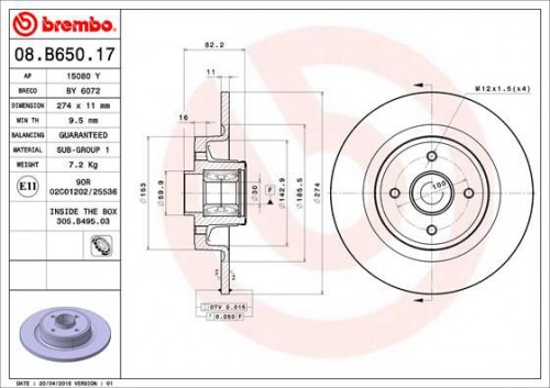 Remschijf BREMBO