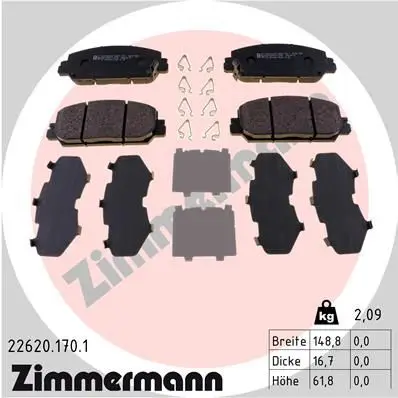 Remblokkenset, schijfrem ZIMMERMANN