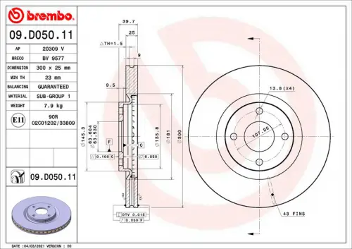 Remschijf BREMBO