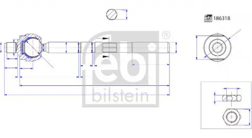 Axiaalkogel, spoorstang FEBI BILSTEIN