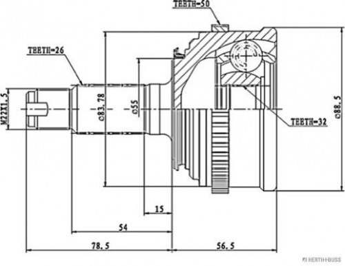 Homokineet reparatie set, aandrijfas HERTH+BUSS JAKOPARTS