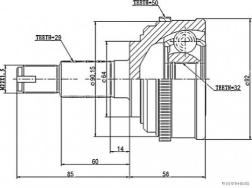 Homokineet reparatie set, aandrijfas HERTH+BUSS JAKOPARTS